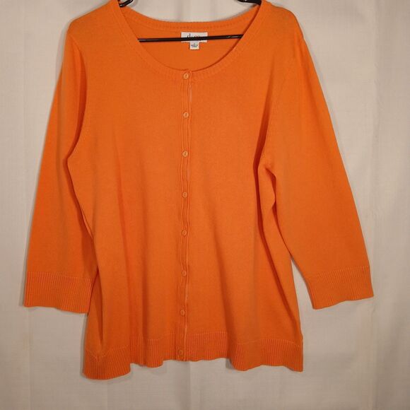 Sweater Size-L Orange 8 Button Closure W/ Round Neckline W/Three Quarter Sleeve - Picture 9 of 10
